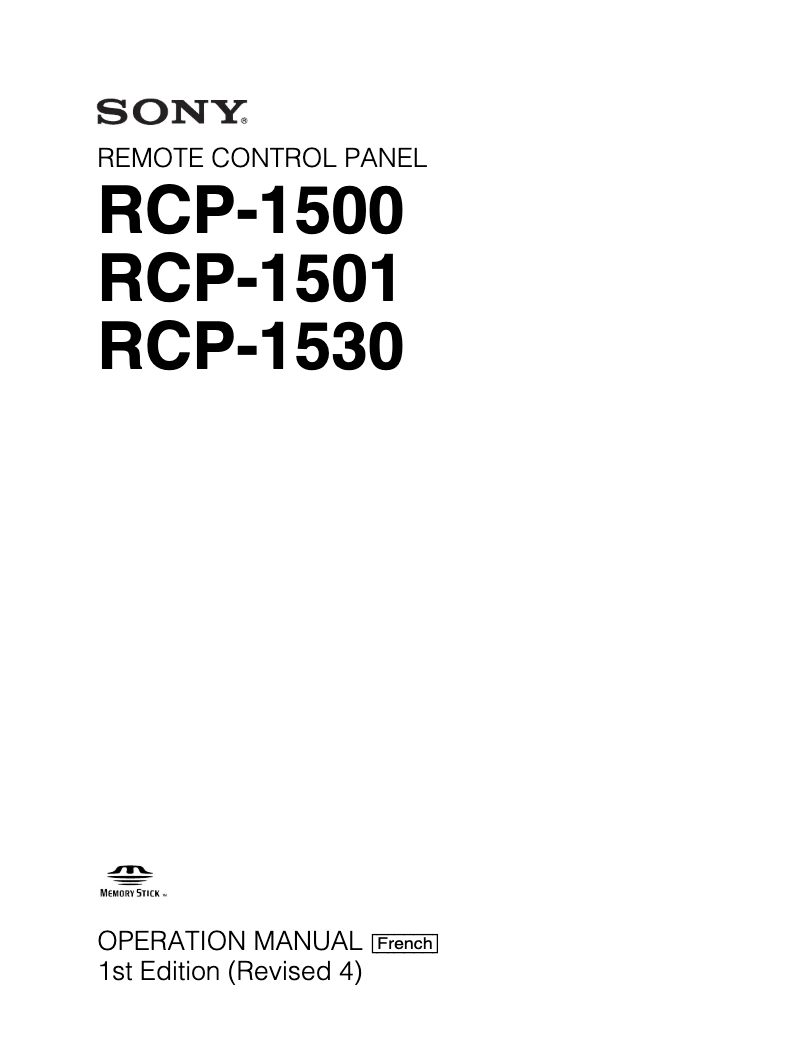 Page n°1 - Manuel utilisateur Sony RCP-1500