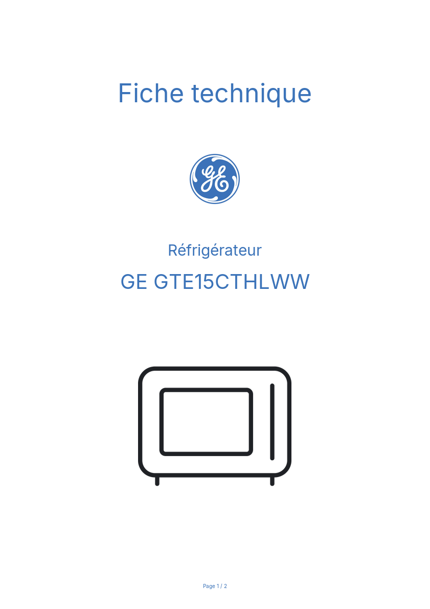 Image de la première page du manuel de l'appareil GTE15CTHLWW