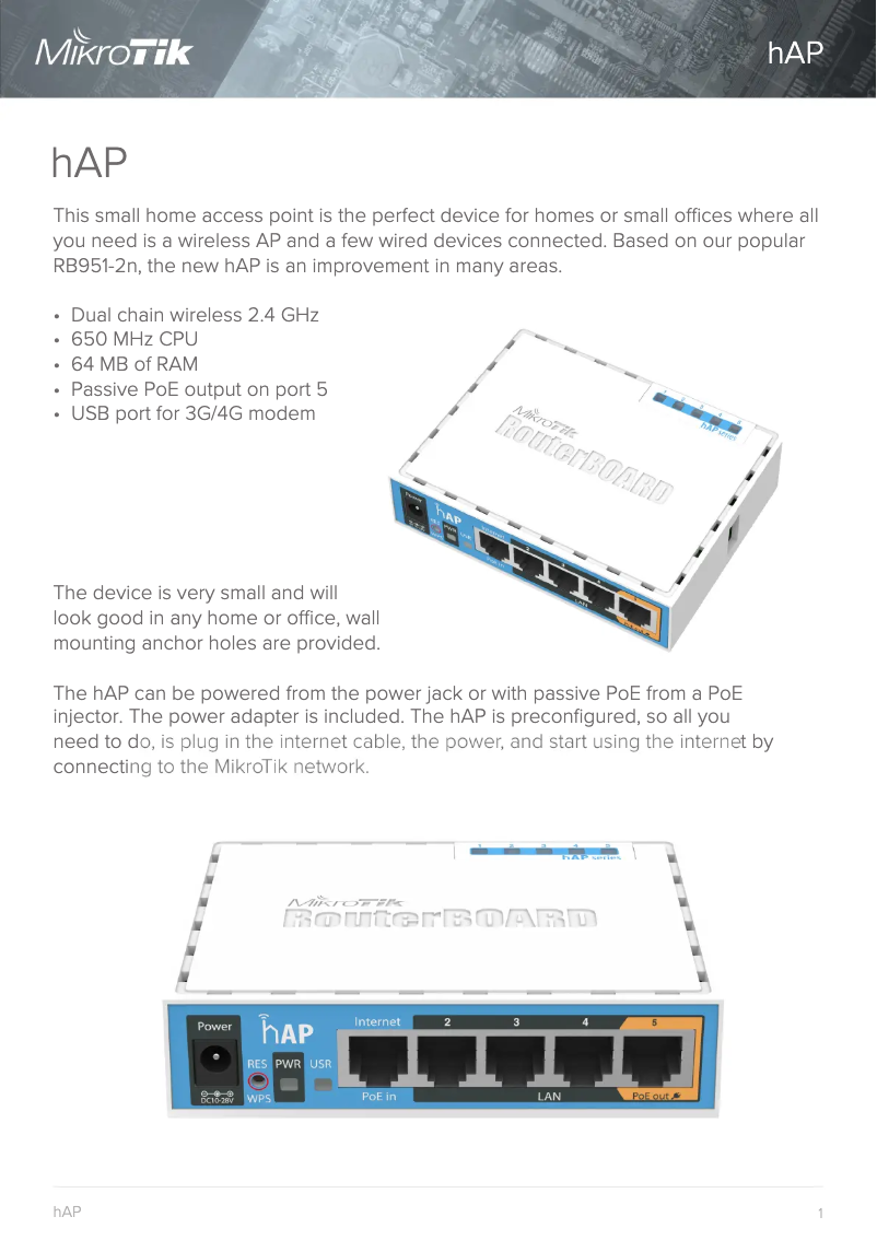 Page n°1 - Brochure Mikrotik hAP
