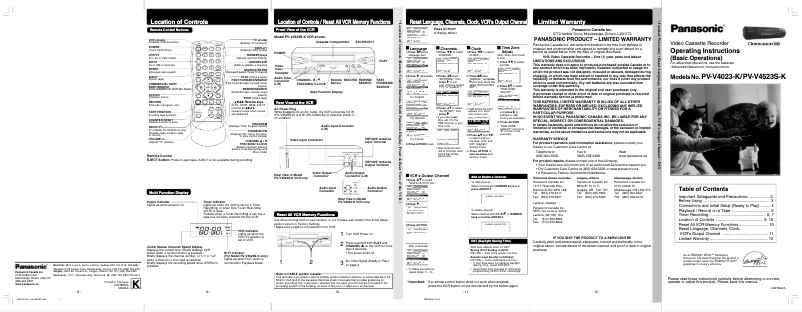 Image de la première page du manuel de l'appareil PV-V4023K