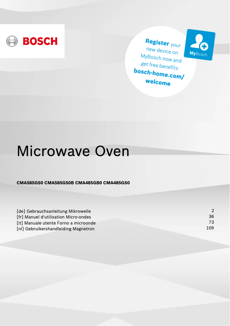 Page 1 of the manual User Manual Bosch CMA485GB0