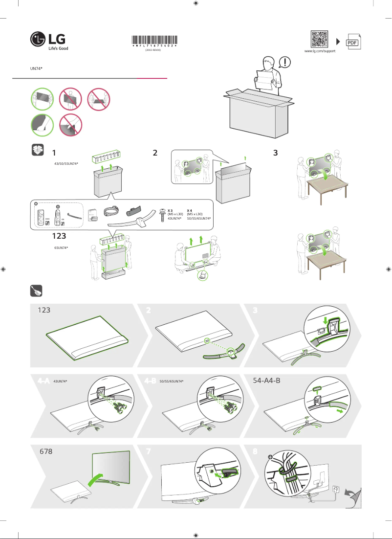 Page 1 de la notice Manuel utilisateur LG 43UN74003LB