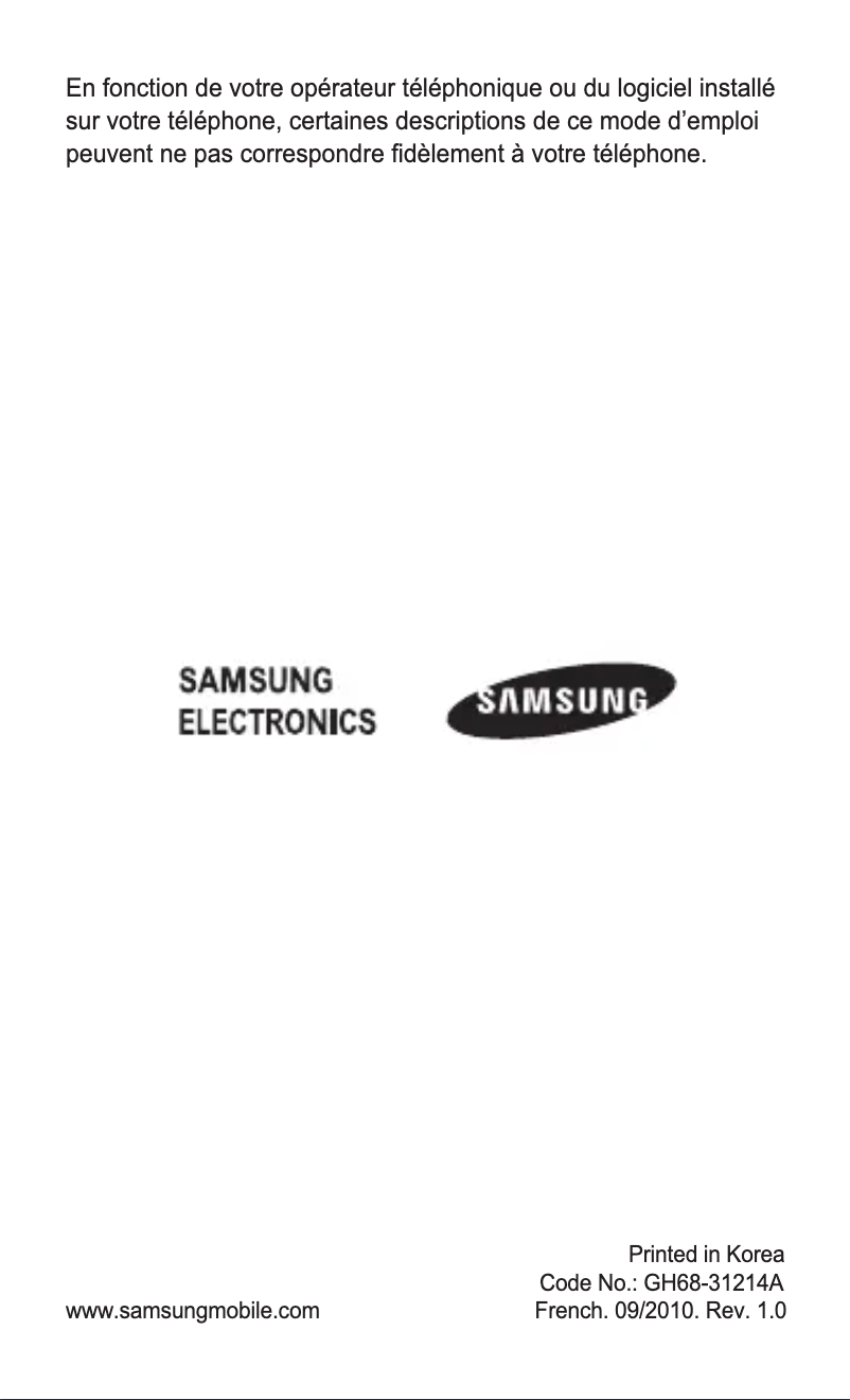 Página 1 del manual Manual de usuario Samsung GT-E1252