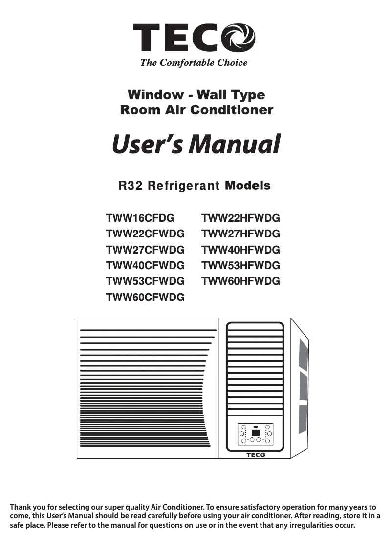 Image de la première page du manuel de l'appareil TWW27HFWDG