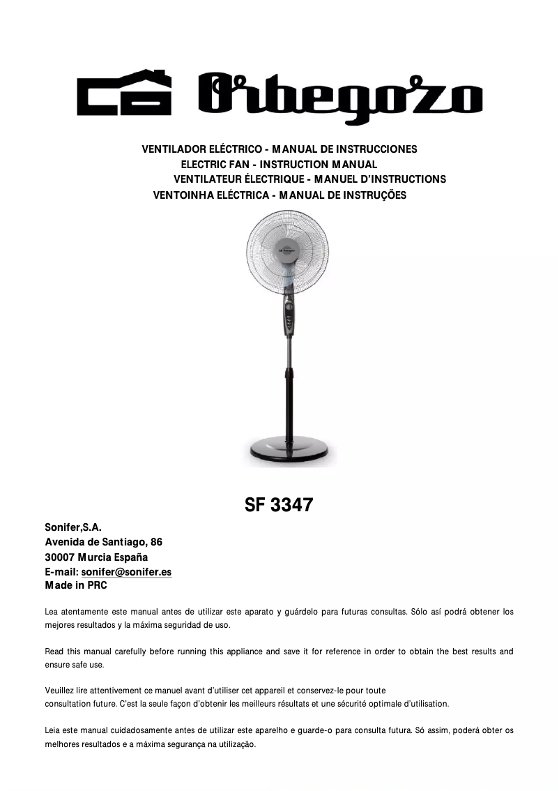 Image de la première page du manuel de l'appareil SF 3347