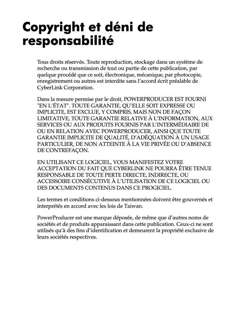 Page 1 de la notice Manuel utilisateur Cyberlink PowerProducer 2.0