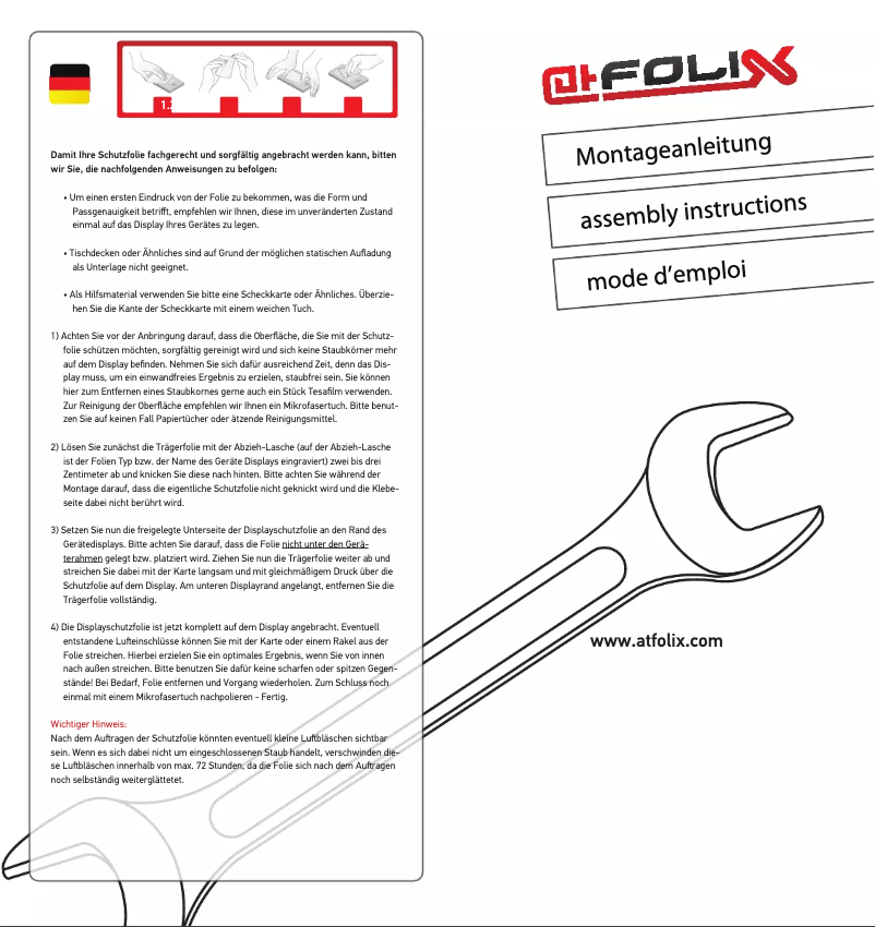 Page 1 de la notice Manuel utilisateur atFoliX 2 FX-Clear f/Samsung Omnia W