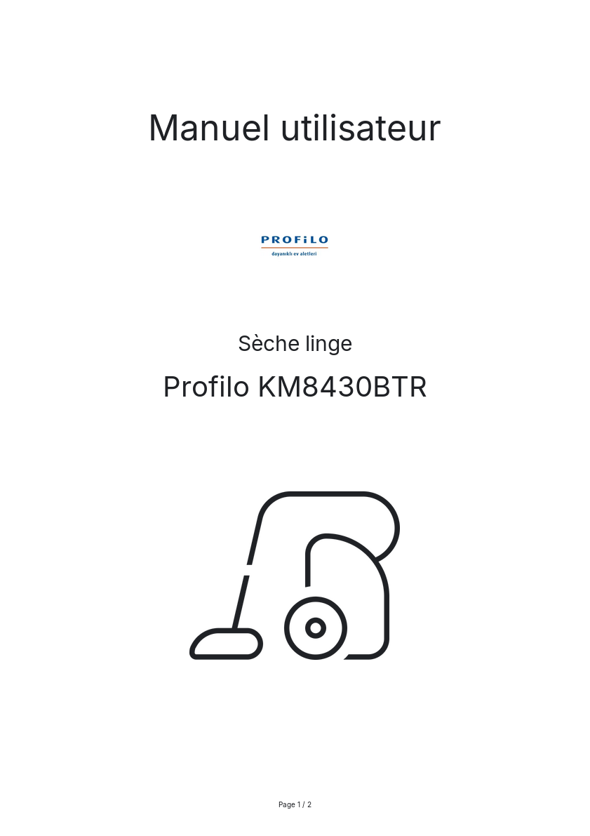 Page n°1 - Manuel utilisateur Profilo KM8430BTR