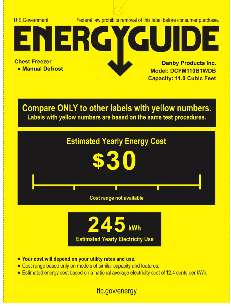 Página 1 del manual Etiqueta energética Danby DCFM110B1