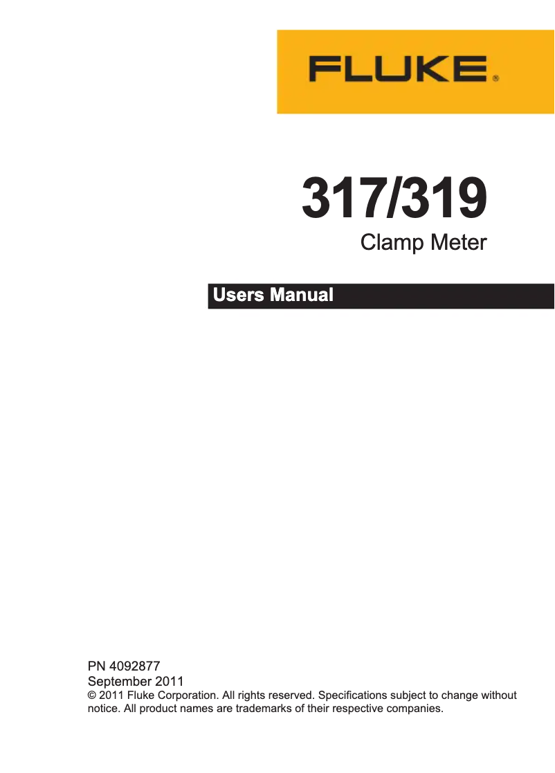 Page 1 de la notice Manuel utilisateur Fluke 317