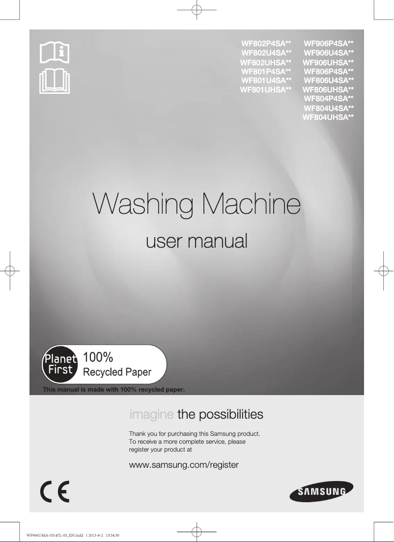 Page n°1 - Manuel utilisateur Samsung WF906U4SAWQ/EU