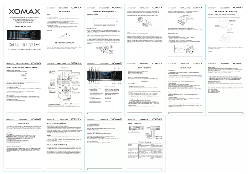 Page n°1 - Manuel utilisateur Xomax XM-RSU222BT