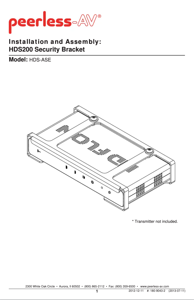 Image de la première page du manuel de l'appareil HDS-ASE
