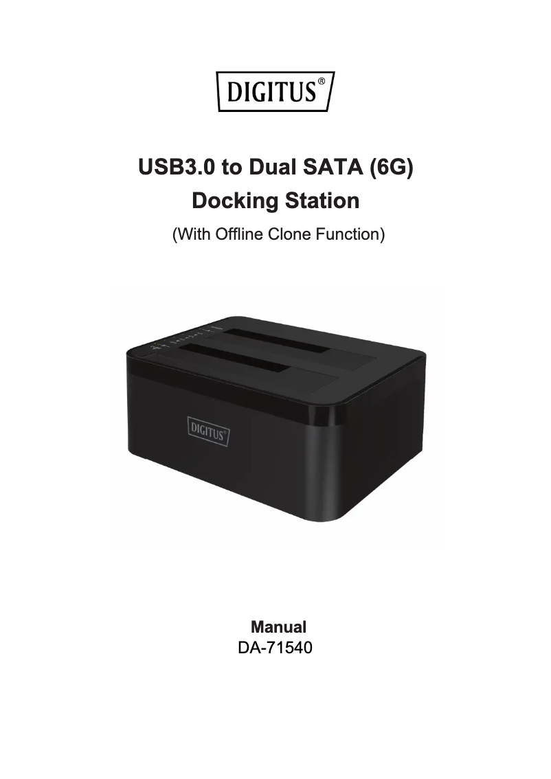 Page 1 de la notice Manuel utilisateur Digitus USB 3.0 to Dual SATA (6G) DA-71540