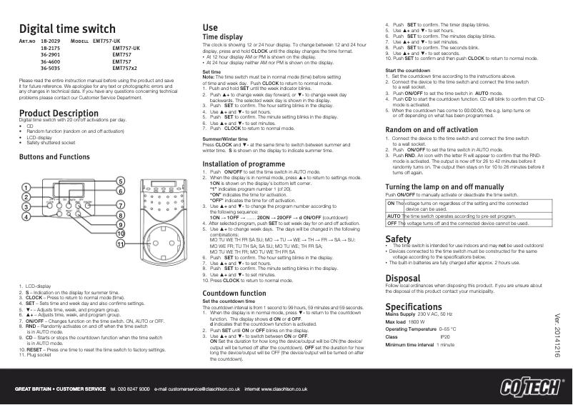 Image de la première page du manuel de l'appareil EMT757
