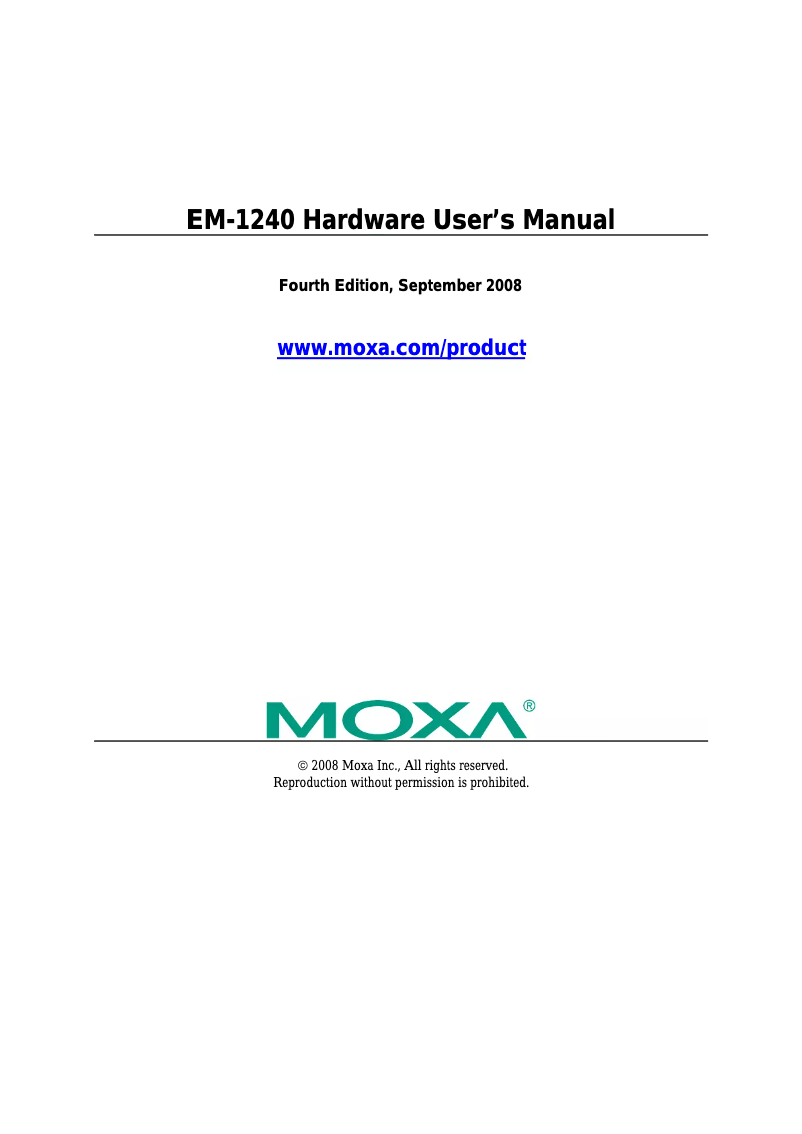 Page 1 de la notice Manuel utilisateur Moxa EM-1240-T-LX