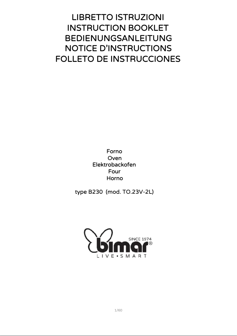 Page n°1 - Manuel utilisateur Bimar B230