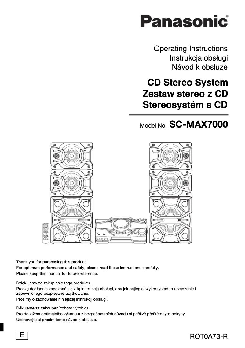 Page n°1 - Manuel utilisateur Panasonic SC-MAX700