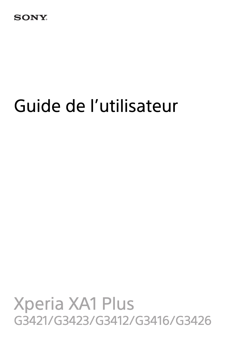 Page 1 de la notice Manuel utilisateur Sony Xperia XA1 Plus