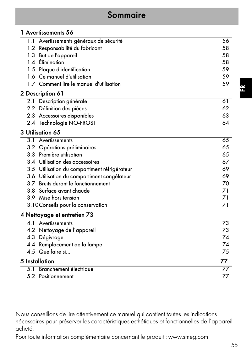 Image de la première page du manuel de l'appareil FAB50LRD
