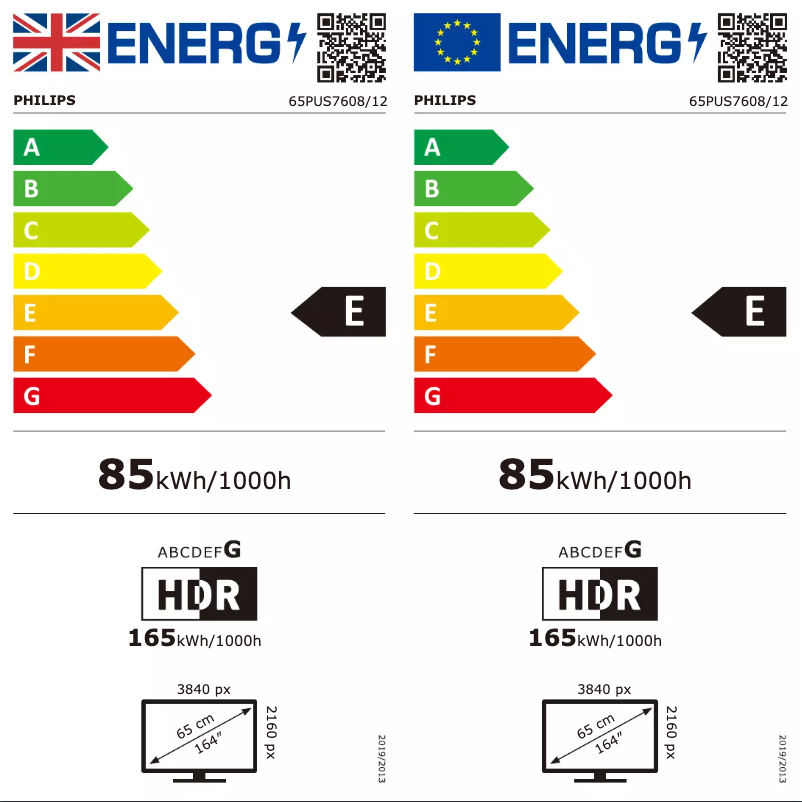 Page n°1 - Label énergétique Philips 65PUS7608