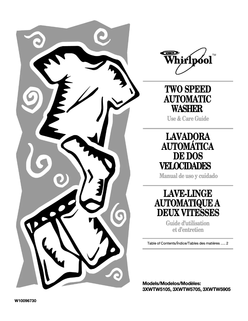 Page 1 de la notice Manuel utilisateur Whirlpool 3XWTW5905