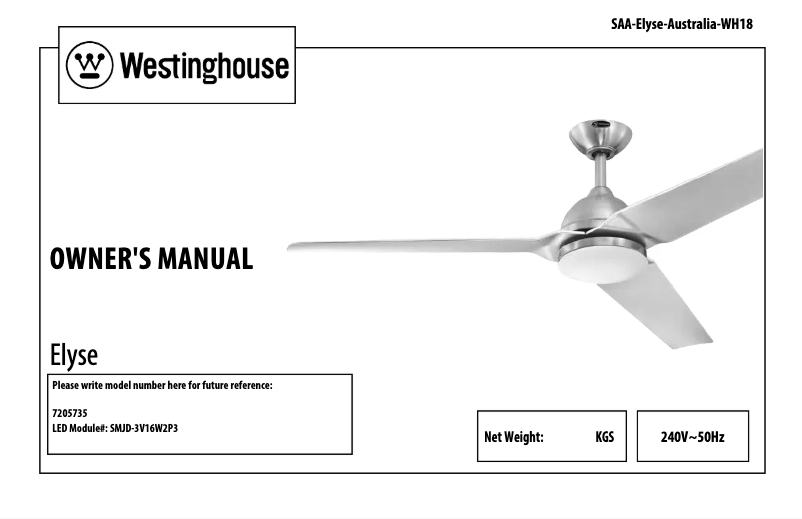 Página 1 del manual Manual de usuario Westinghouse 7205735
