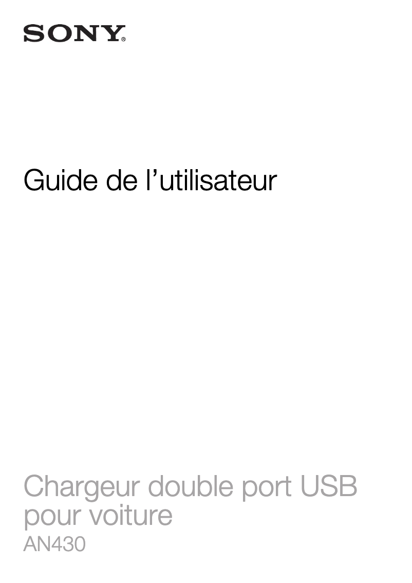 Page 1 de la notice Manuel utilisateur Sony AN430