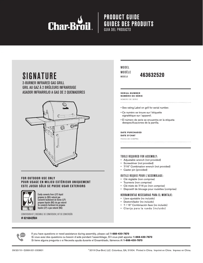 Page 1 de la notice Manuel utilisateur Char-Broil 463632520
