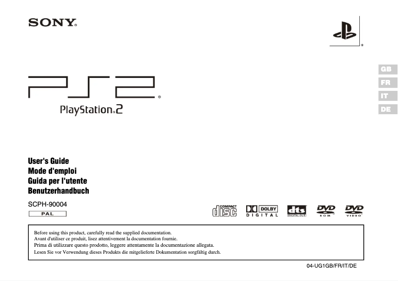 Image de la première page du manuel de l'appareil PlayStation 2
