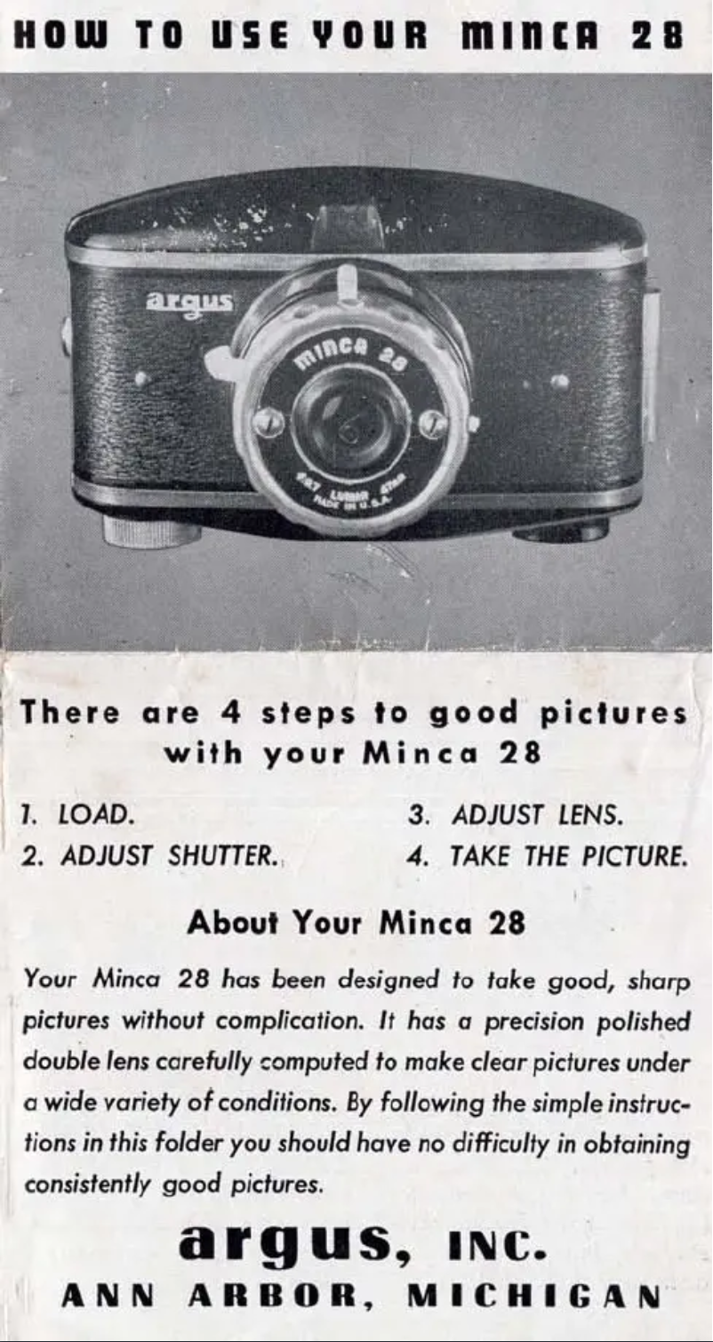 Image de la première page du manuel de l'appareil Minca 28