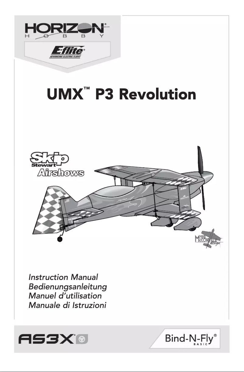 Page 1 de la notice Manuel utilisateur E-flite UMX P3 Revolution Basic