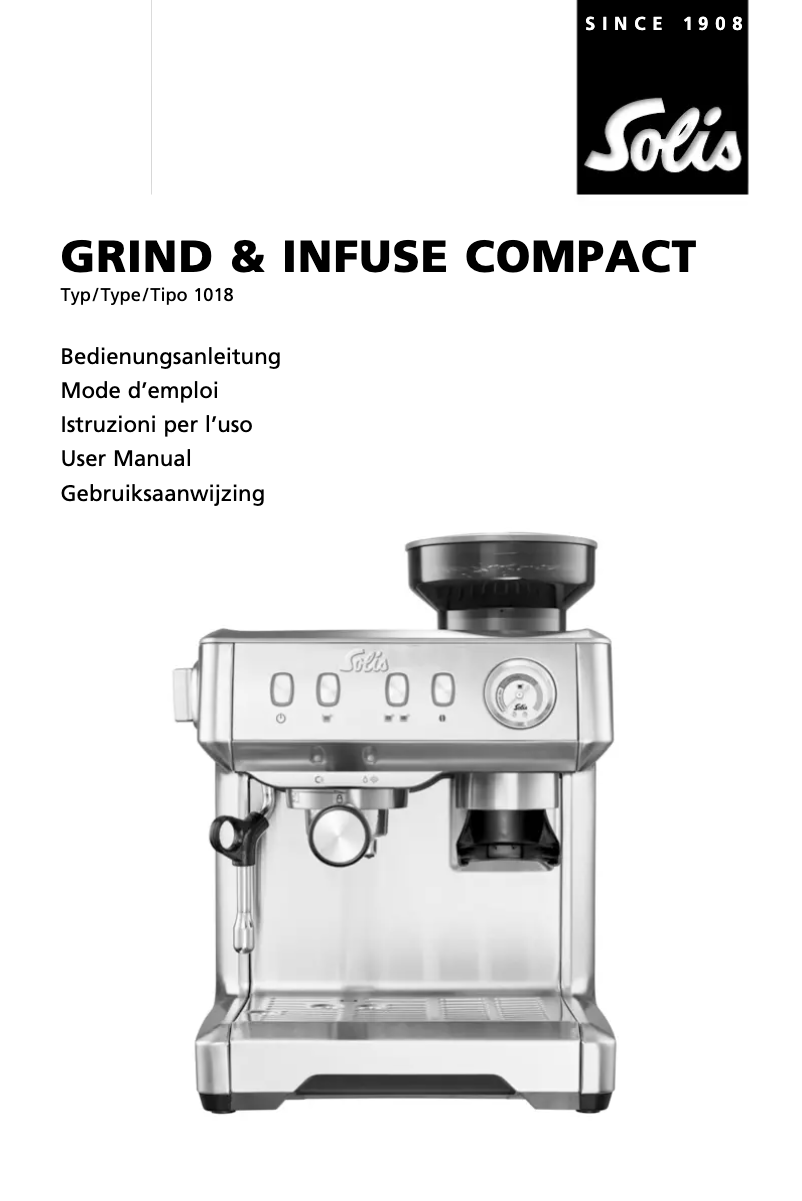 Page 1 de la notice Manuel utilisateur Solis Grind & Infuse Compact 1018