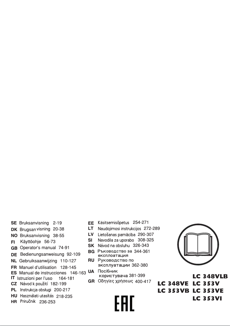 Página 1 del manual Manual de usuario Husqvarna LC 353VE
