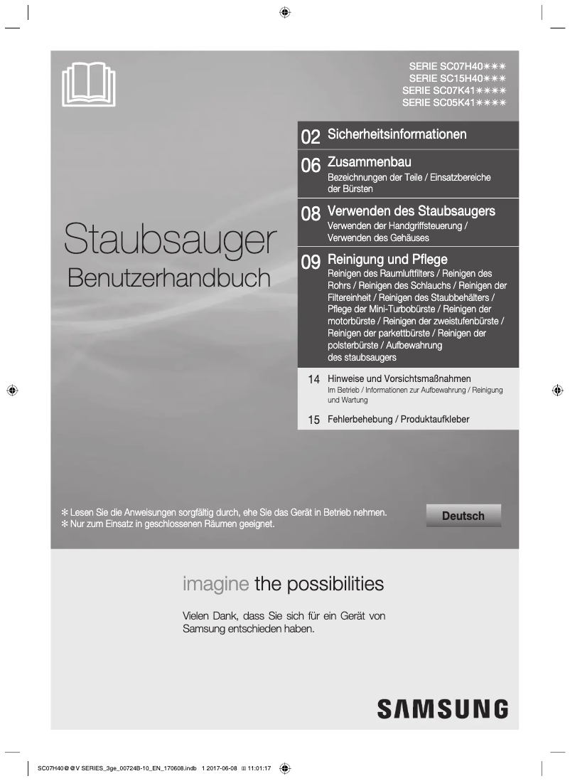 Page 1 de la notice Manuel utilisateur Samsung Anti-Tangle Eco Comfort VC4100