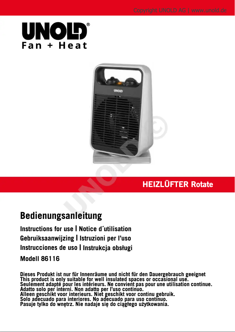 Imagen de la primera página del manual del dispositivo 86116