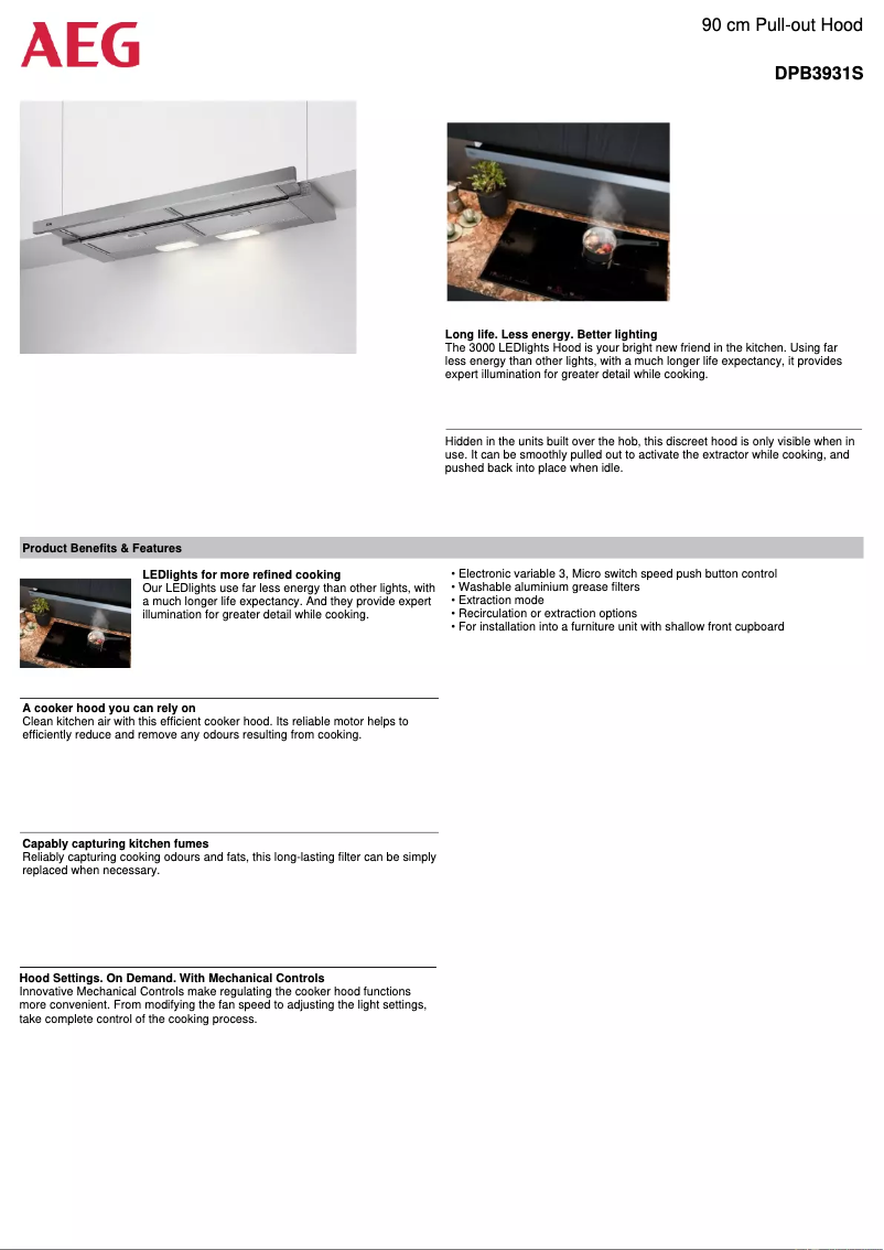 Page 1 de la notice Fiche technique AEG DPB3931S
