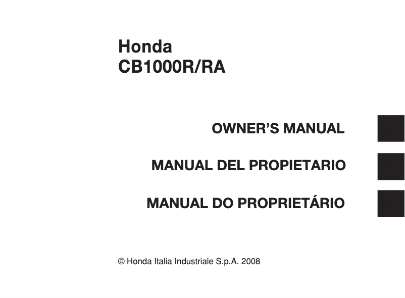 Imagen de la primera página del manual del dispositivo CB1000R (2008)