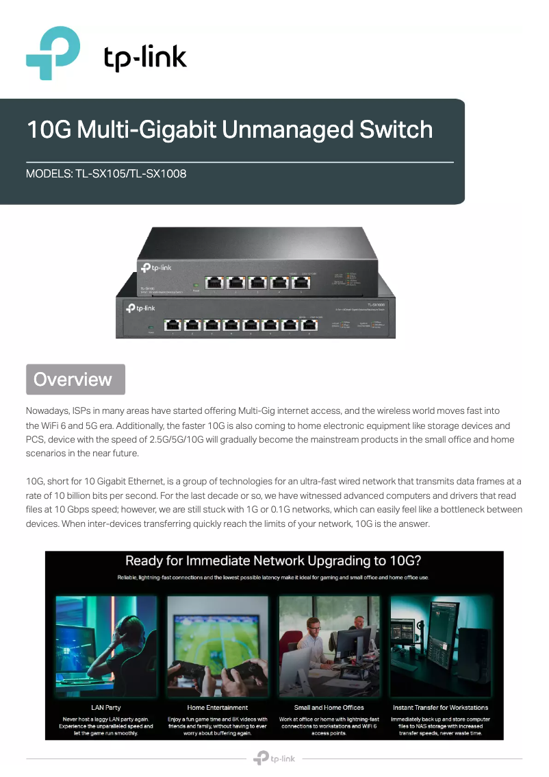 Página 1 del manual Ficha técnica TP-Link TL-SX1008