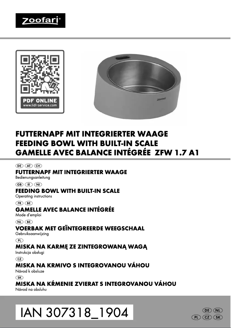 Page 1 de la notice Manuel utilisateur Zoofari ZFW 1.7 A1