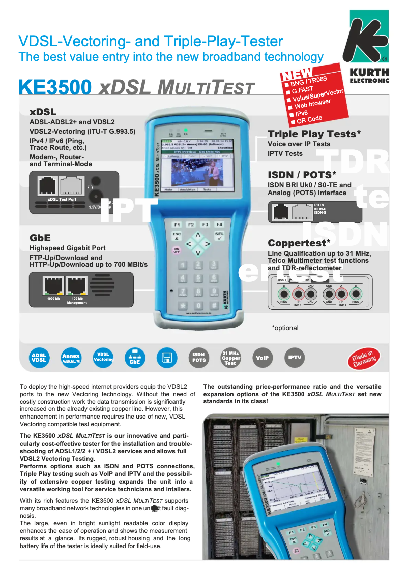 Page n°1 - Fiche technique Kurth Electronic KE3500
