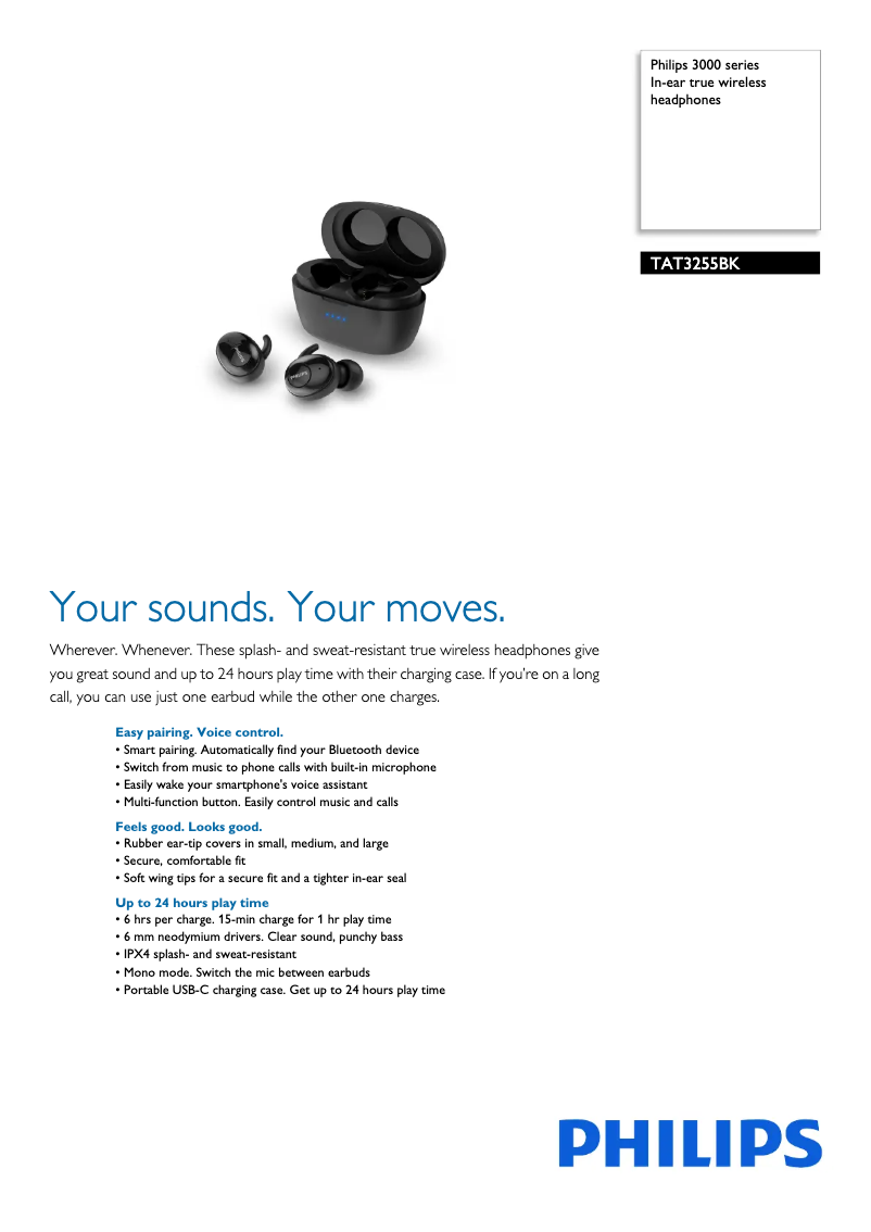 Page n°1 - Fiche technique Philips TAT3215