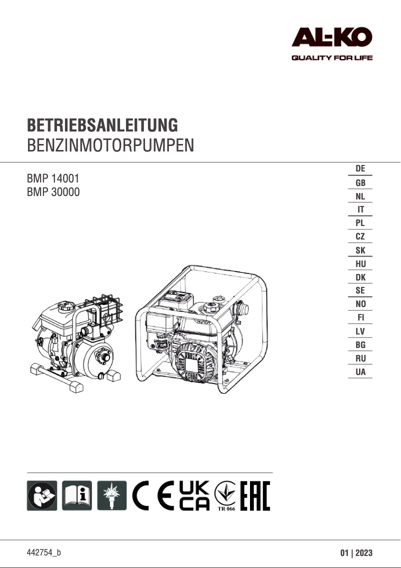 Image de la première page du manuel de l'appareil BMP 14001