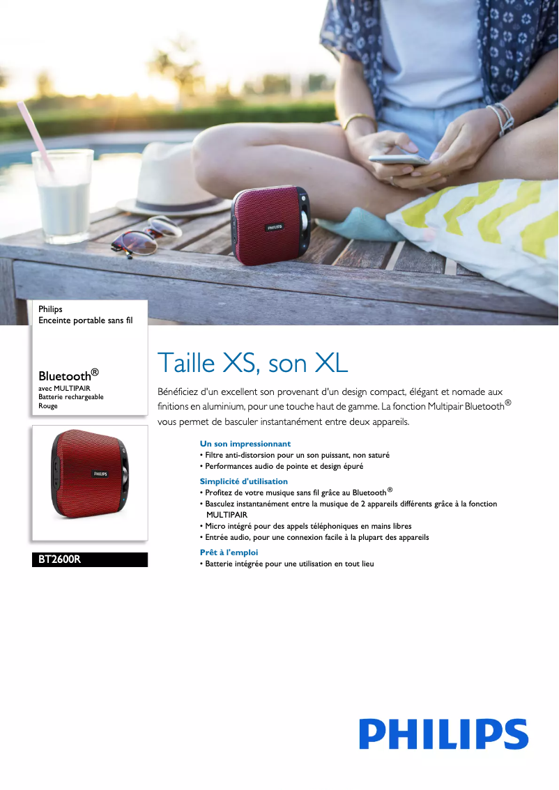 Page 1 de la notice Fiche technique Philips BT2600R