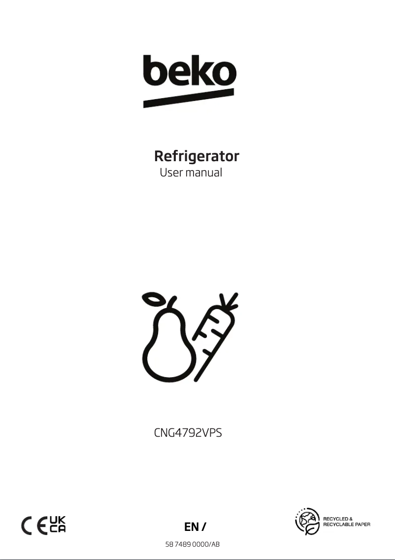 Page 1 de la notice Mode d'emploi Beko CNG4792VPS