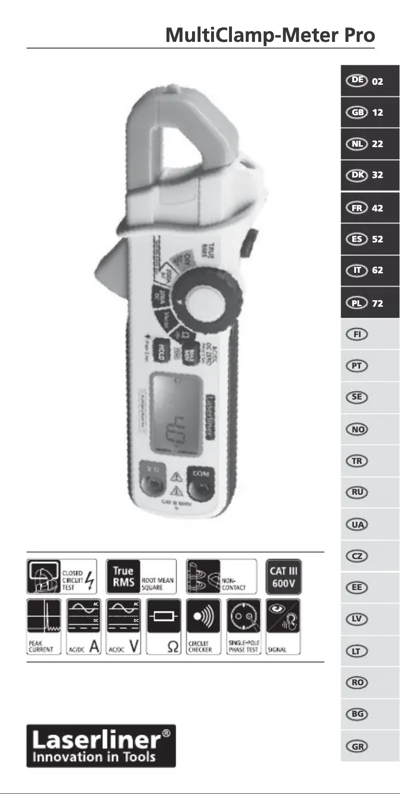 Image de la première page du manuel de l'appareil MultiClamp-Meter Pro