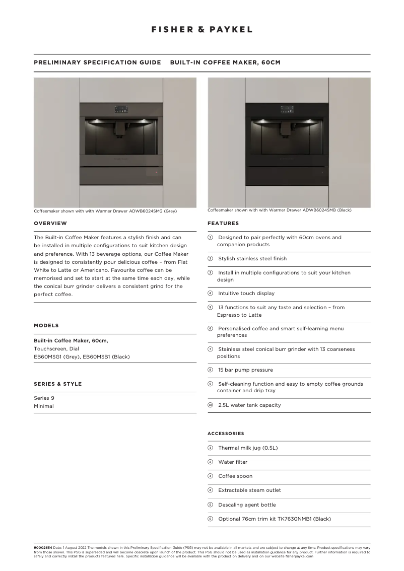 Page n°1 - Fiche technique Fisher & Paykel EB60MSB1