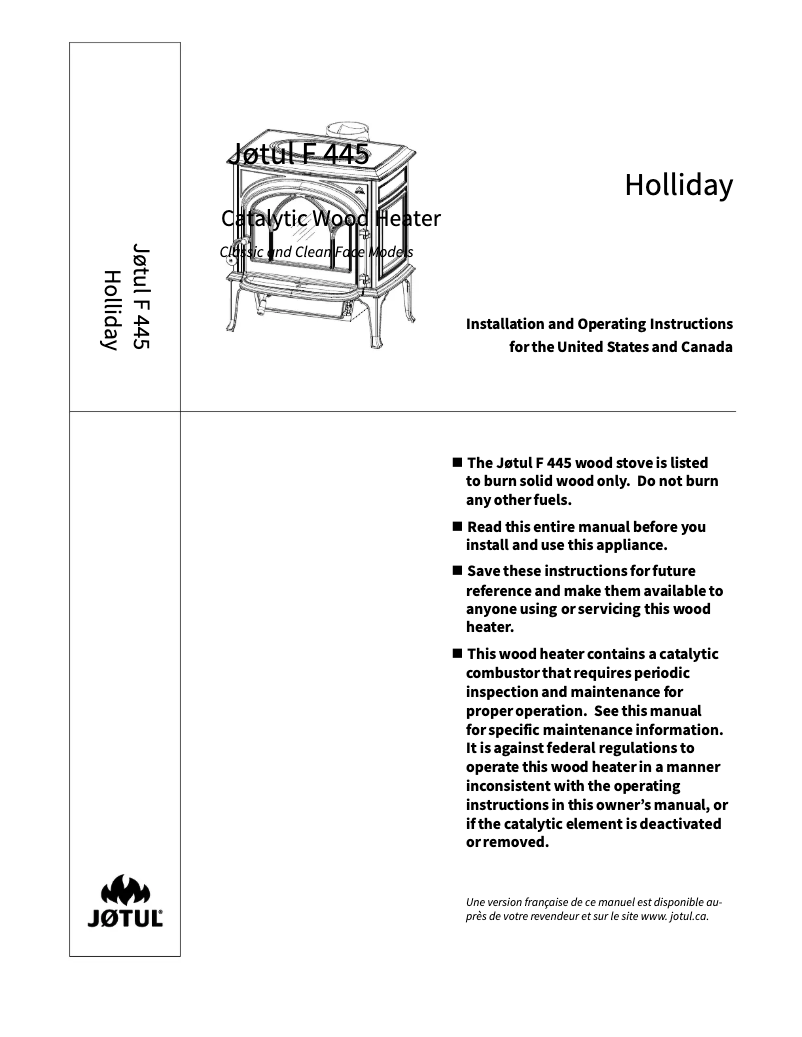 Page n°1 - Manuel utilisateur Jøtul F 445 Holliday