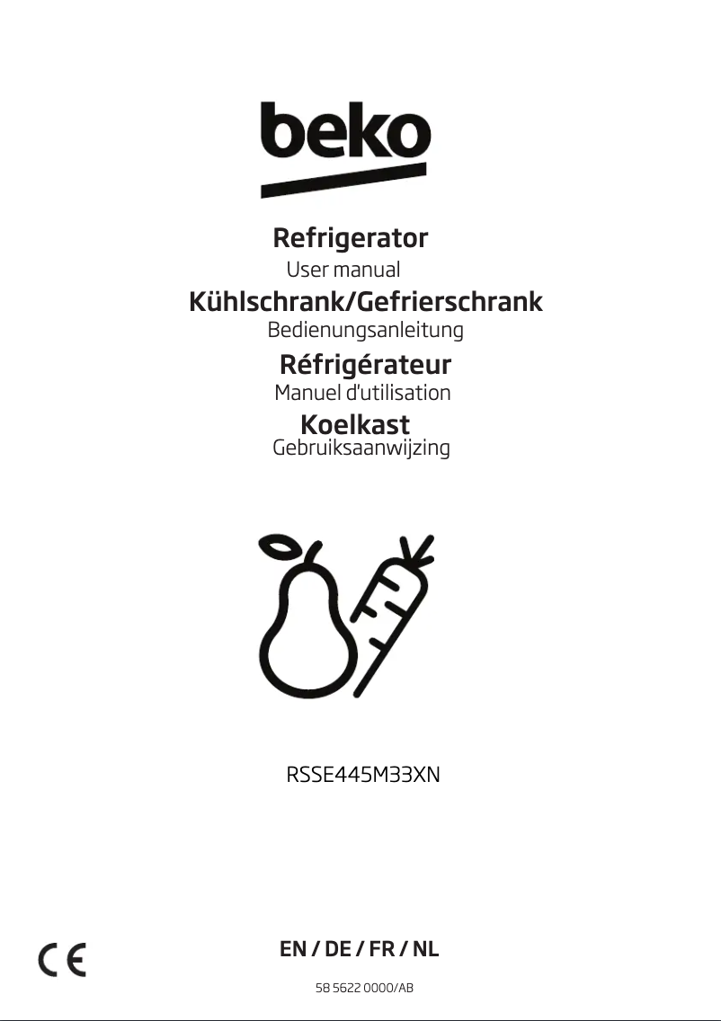 Page 1 de la notice Manuel utilisateur Beko RSSE 445 M33 XN