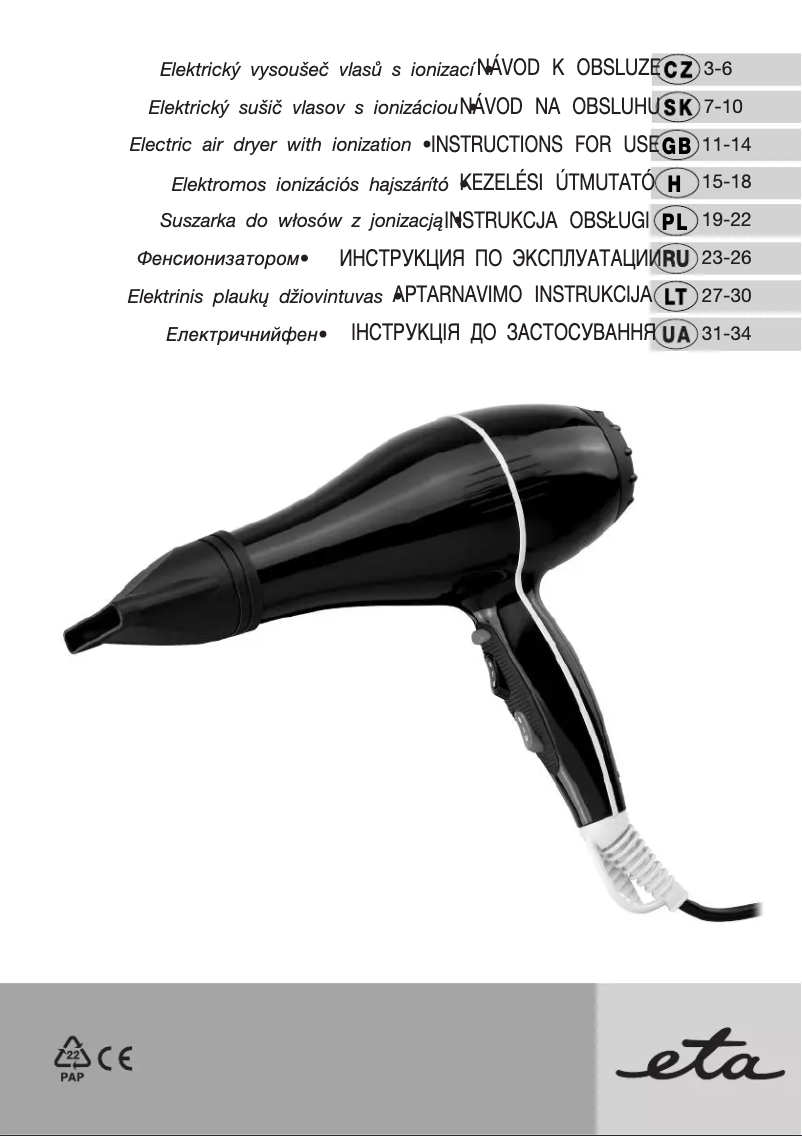 Page 1 de la notice Manuel utilisateur Eta Mistic Pro